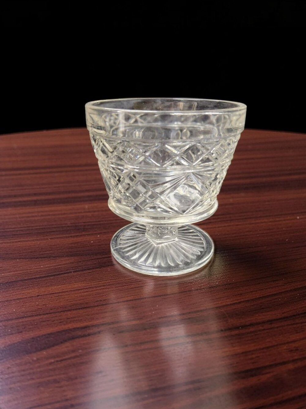 Vintage 50's Hazel Atlas Peanut Butter Sherbet Glass, Diamond Design Footed Glas